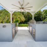 Modern outdoor kitchen with a pergola