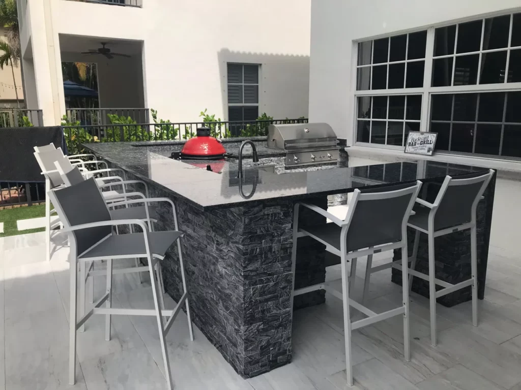 Outdoor kitchen with seating