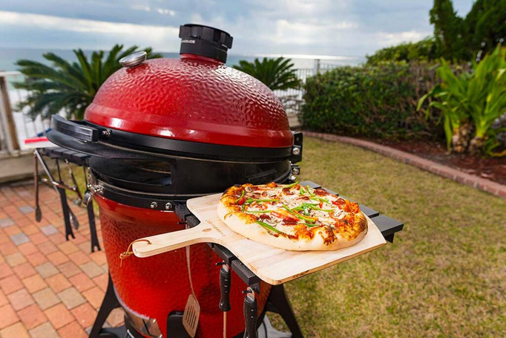 Making pizza on the Kamado Joe Grill