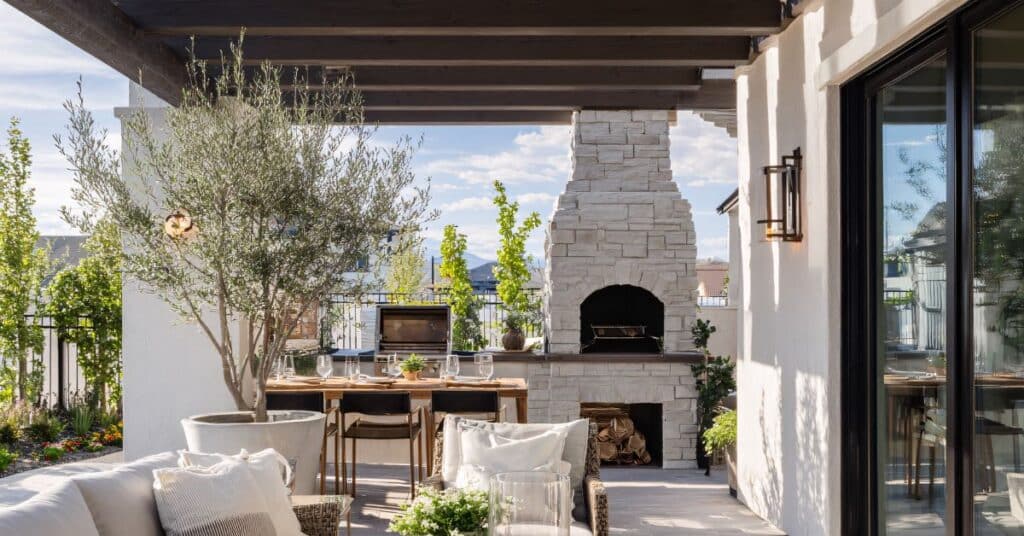 modern outdoor kitchen pergola wooden structure