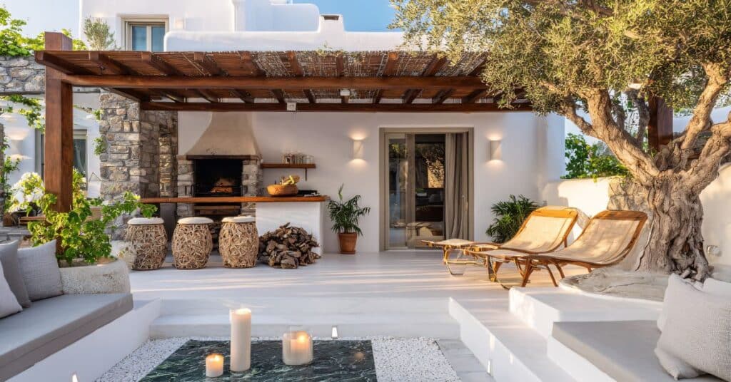 Florida homeowner grilling in custom backyard outdoor kitchen